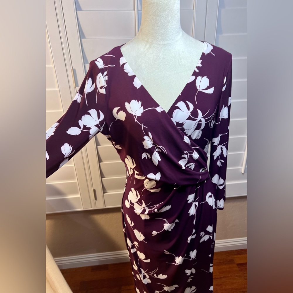 Lauren Ralph Lauren Dress size 10 faux wrap 3/4 sleeve